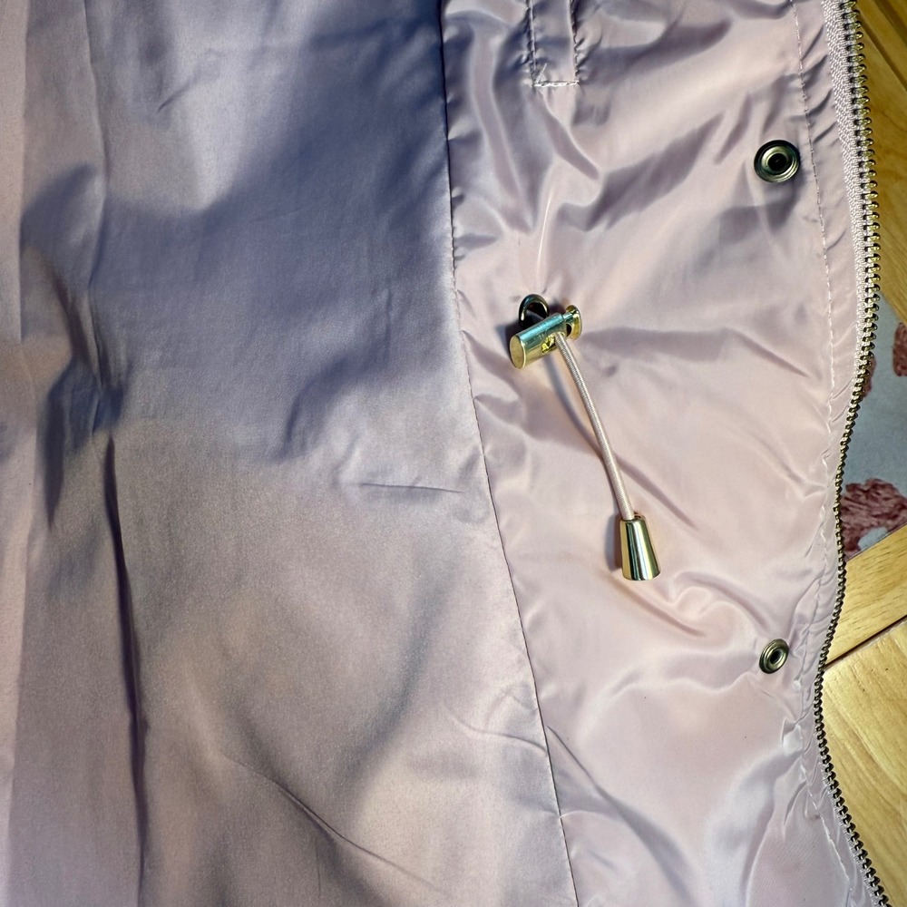 Cole Haan Signature Quilted Jacket Dusky Pink Front Zip Gold Accents Winter Coat - Picture 9 of 14